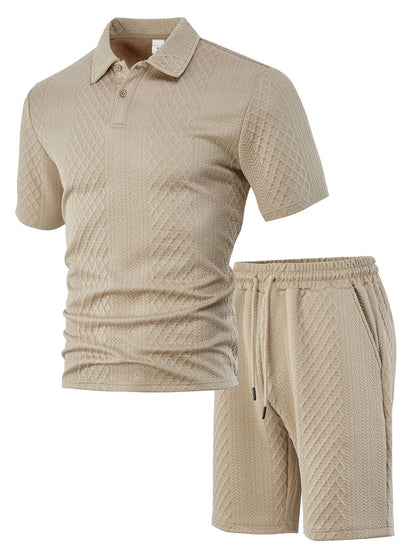 Herren Polo Shorts Set Modern Strukturiert