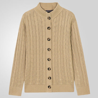 Herren Strickjacke Zopfmuster Umschlagkragen Modern - BerlinGlamour