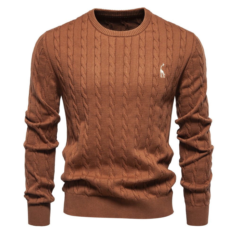 Herren Strickpullover Zopfmuster Rundhals Modern