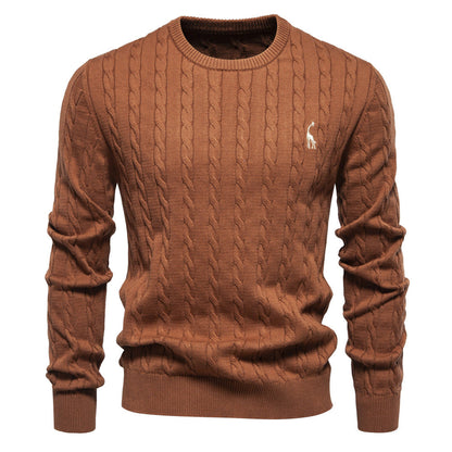 Herren Strickpullover Zopfmuster Rundhals Modern