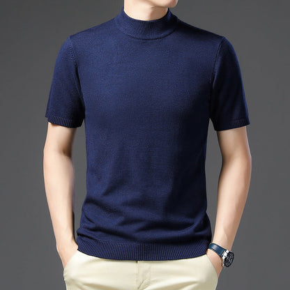 Herren Pullover Kurzarm Elegantes Design Hochgeschlossener Kragen