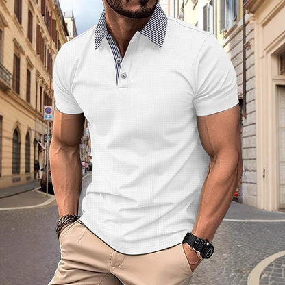 Herren Poloshirt Modern Kragen Strukturiert Elegant - BerlinGlamour