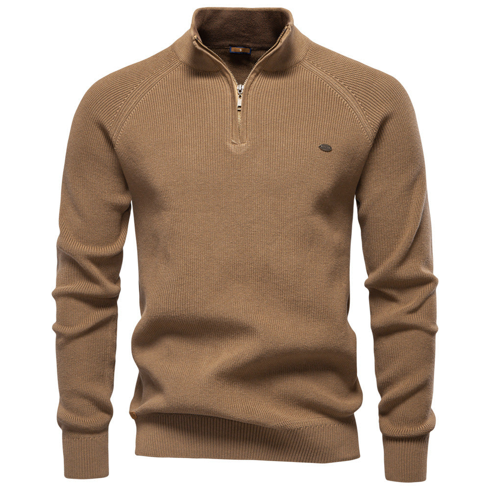 Herren Strickpullover Sportlich Halbzipp Reißverschluss