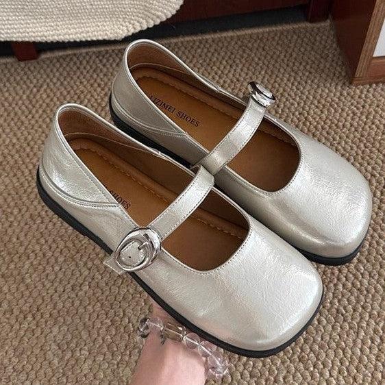 Damen Ballerinas Bequem Schnalle Modern