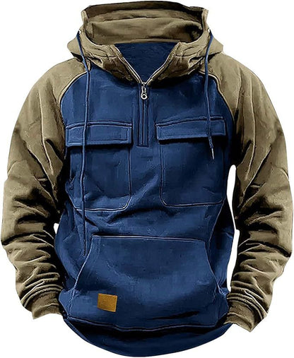 Herren Hoodie Sportlich Kapuze Taschen Baumwolle