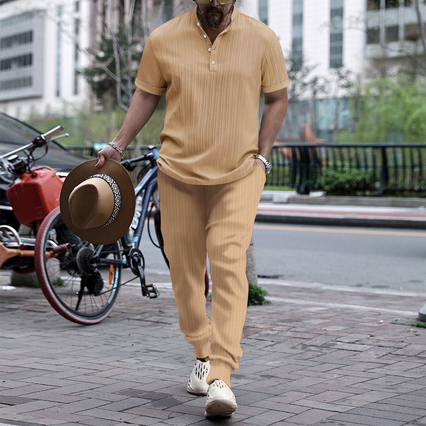 Herren Hemd Kurzarm Streifenmuster Sommer Modell