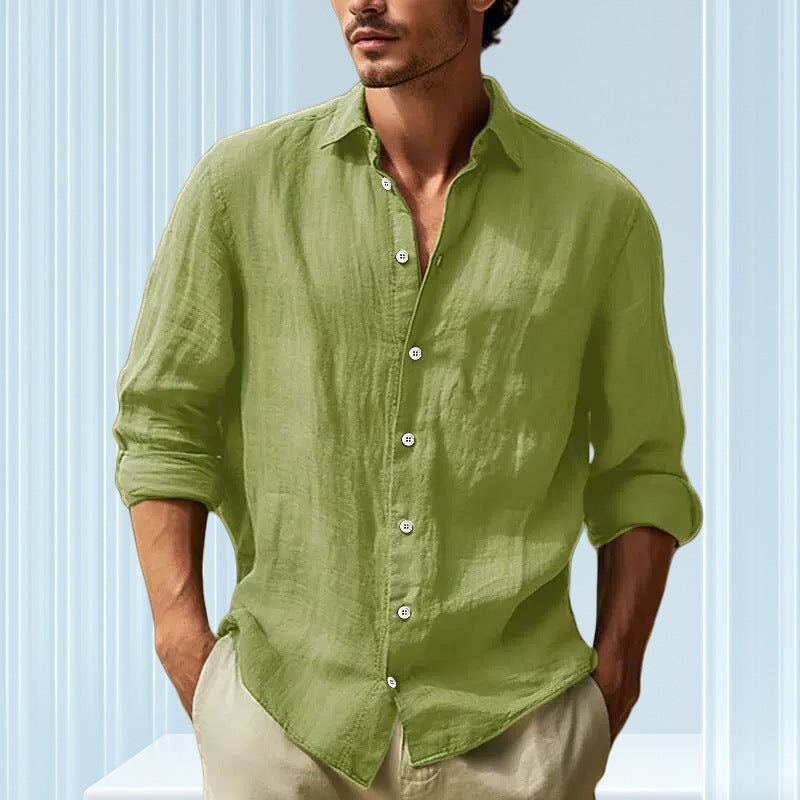 Herren Leinenhemd Lässig Sommerlich Elegant