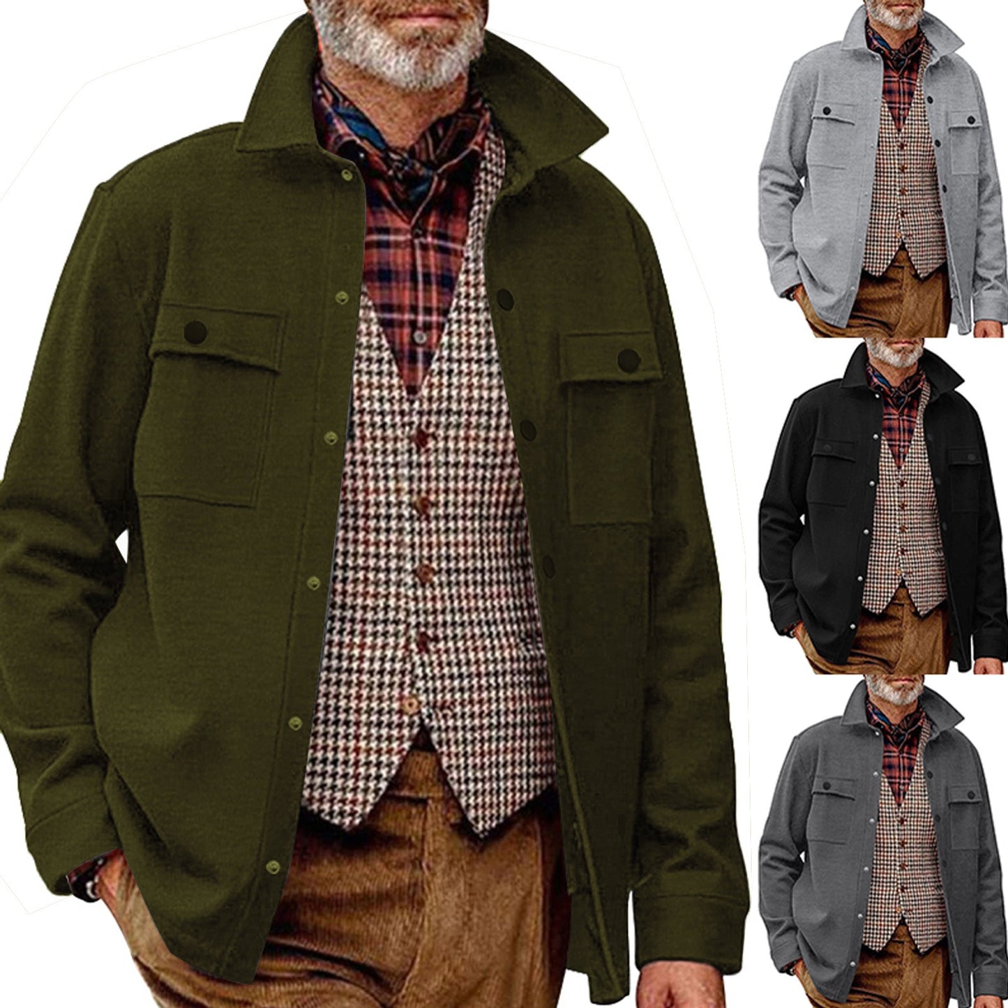 Herren Hemdjacke Modern mit Taschen Übergröße - BerlinGlamour