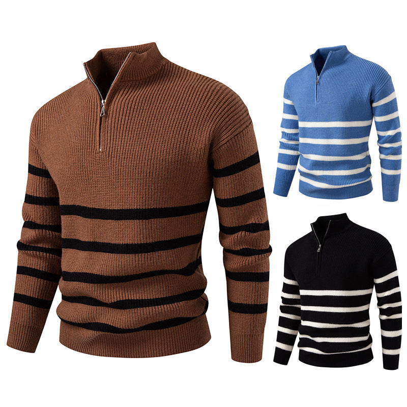Herren Strickpullover Modern Streifen Design Langarm - BerlinGlamour