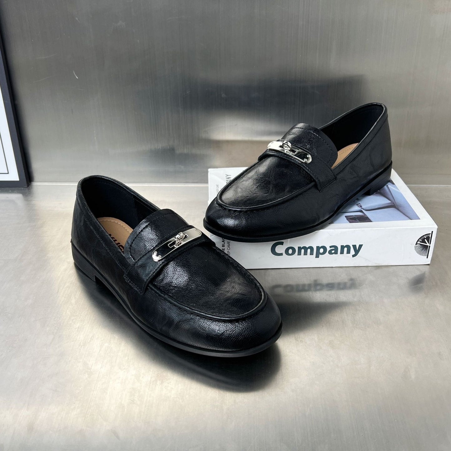 Damen Mokassins Elegante Schnalle Schuhe Komfort