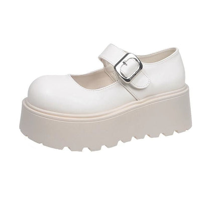 Damen Plattform Schuhe Mit Riemen Und Schnalle