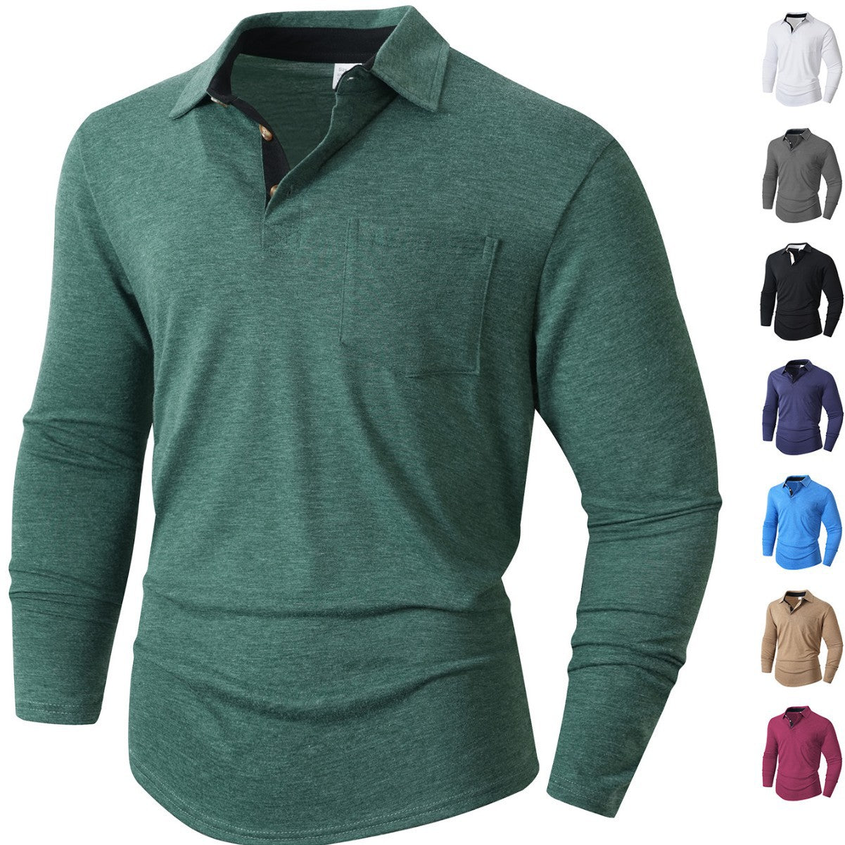 Herren Poloshirt Langarm Modern Slim Fit Leicht Stretch - BerlinGlamour