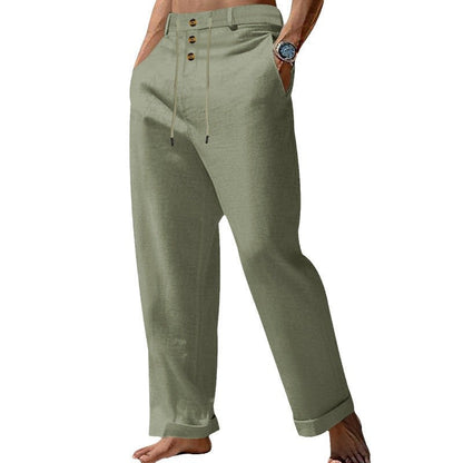Herren Leinenhose Bequem Verstellbar Elegant