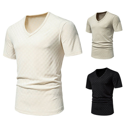 Herren Shirt V-Ausschnitt Strukturiert Modern