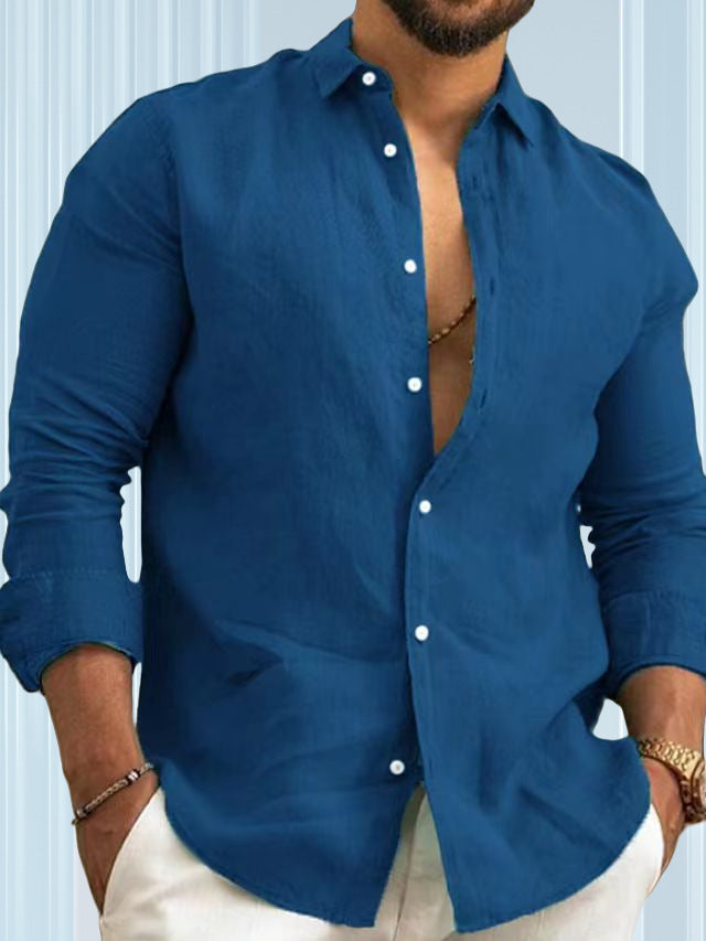 Herren Leinenhemd Lässig Sommerlich Elegant