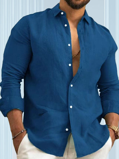Herren Leinenhemd Lässig Sommerlich Elegant