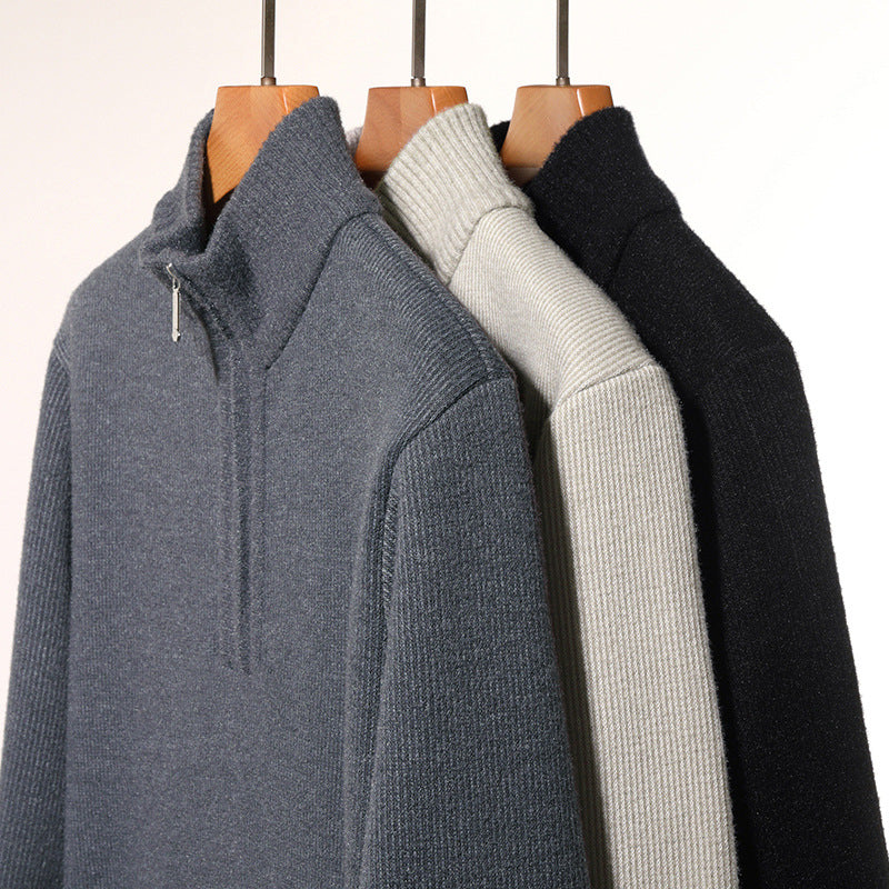 Herren Rollkragenpullover Kuschelig Warm Reißverschluss