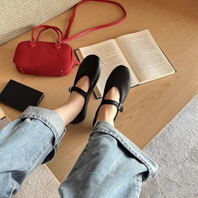 Damen Schuhe Mary Janes Glänzend Mit Verstellbarem Riemen