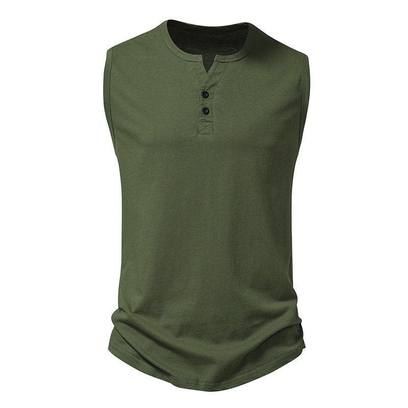 Herren Henley-Shirt Ärmellos Modern Knopfdesign Slimfit