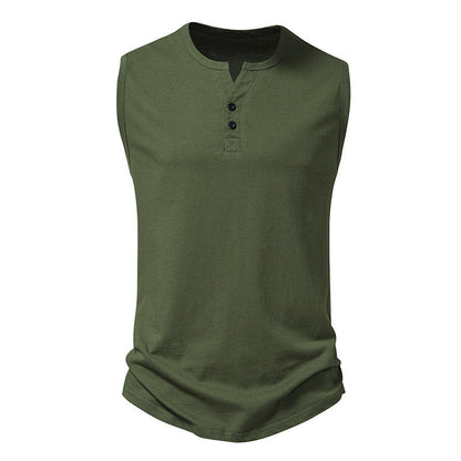 Herren Henley-Shirt Ärmellos Modern Knopfdesign Slimfit