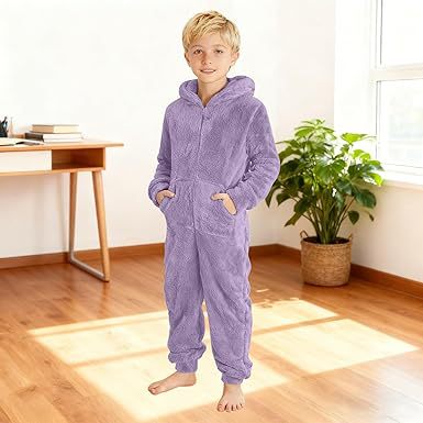 Fleece-Overall mit Kapuze Unisex Warm Kuschelig