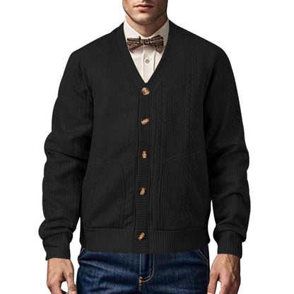 Herren Strickjacke Strukturiert Mit Taschen Modern
