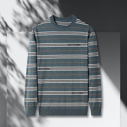 Herren Strickpullover Modern Streifenmuster Rundhals
