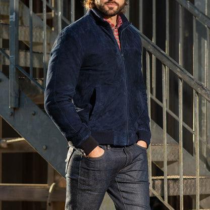 Herren Bomberjacke Leder Modern Schnitt