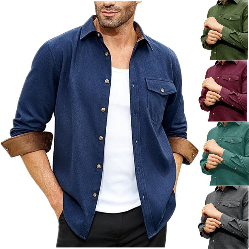 Herren Flanellhemd Warm Bequem Grau - BerlinGlamour