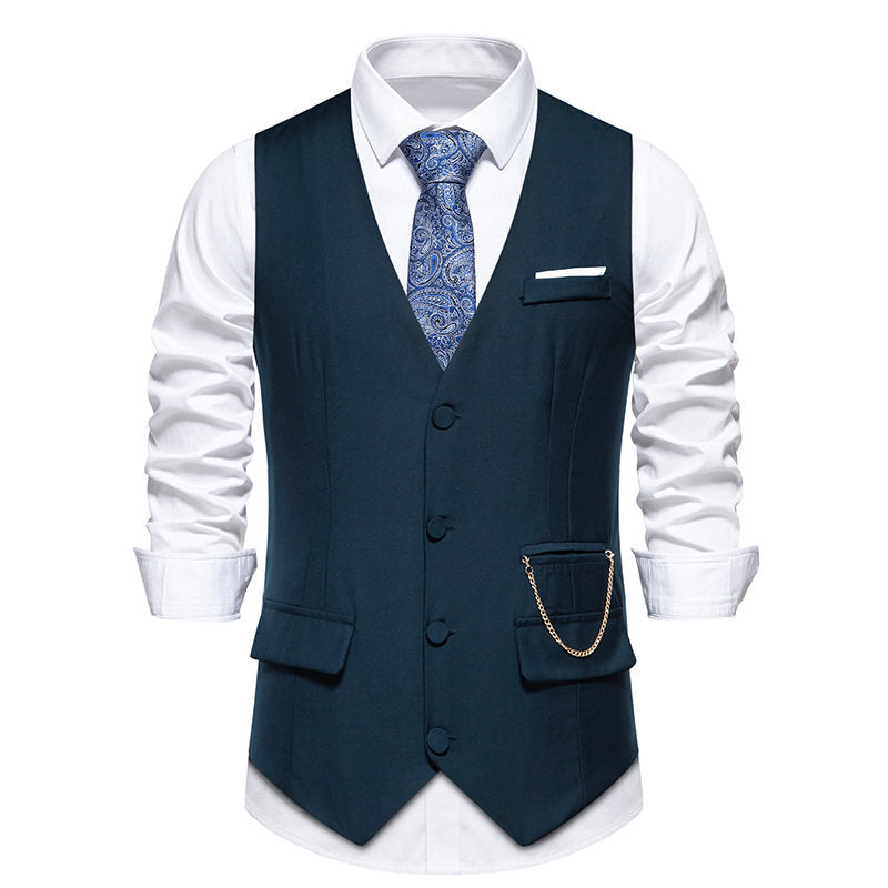 Herren Anzugweste Elegante Slim Fit Mit Taschen