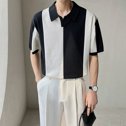 Herren Poloshirt Modern Farbblockdesign Locker