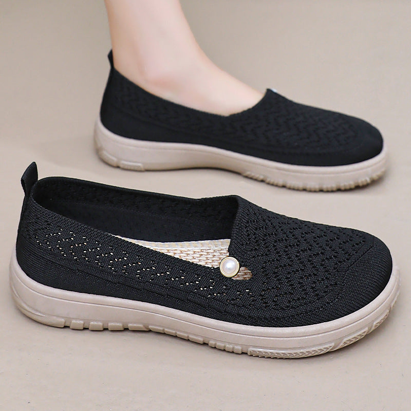 Damen Slip-On Schuhe Elegantes Design Perlenschmuck