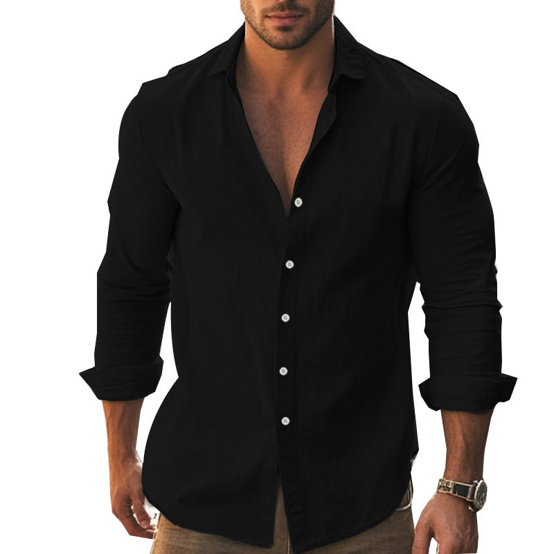 Herren Hemd Langarm Modern Knopfleiste Elegantes Design