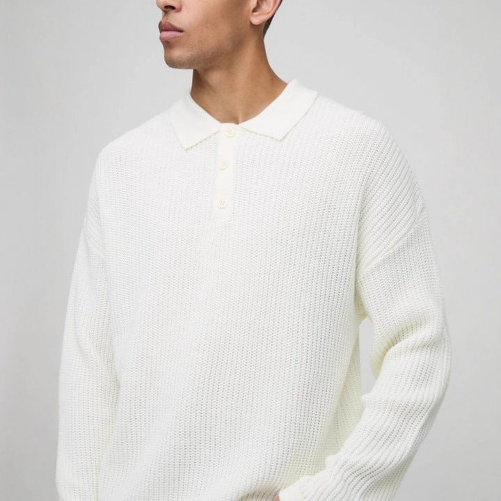 Herren Strickpullover Lässig Knopfleiste Modern
