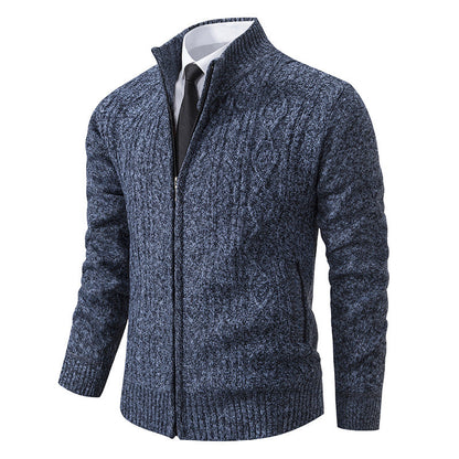 Herren Strickjacke Stehkragen Musterung Modern