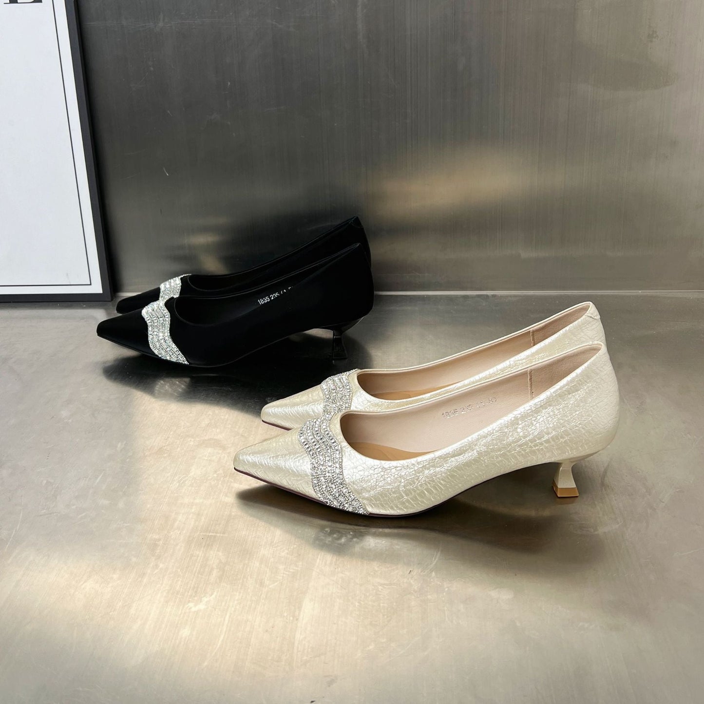 Damen Pumps Elegant mit Strasssteinen Glitzer
