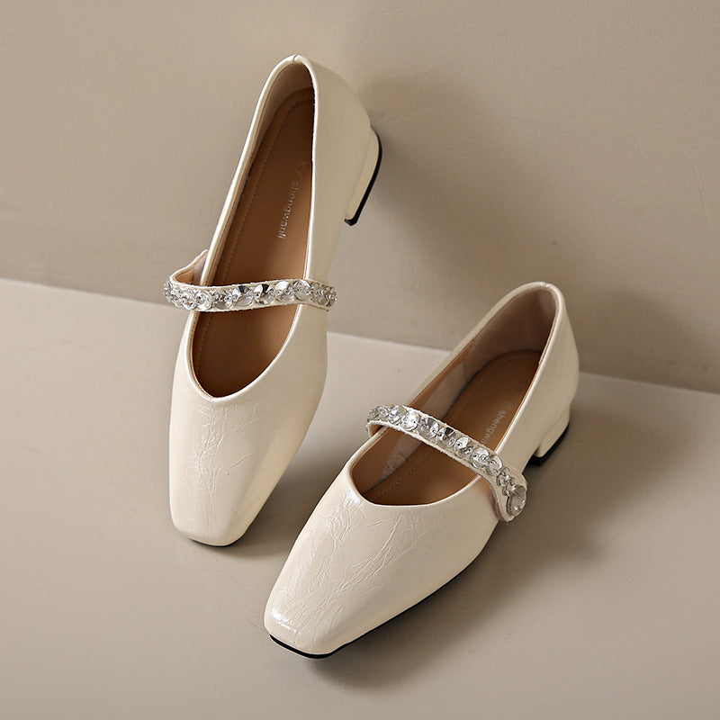 Damen Schuhe Mary Jane Elegante Schmuck Applikationen