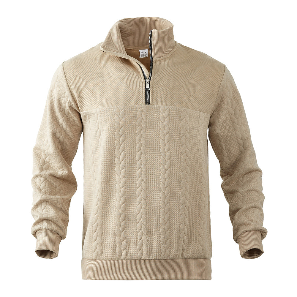 Herren Fleecepullover Strukturiert Hochkragen Modern