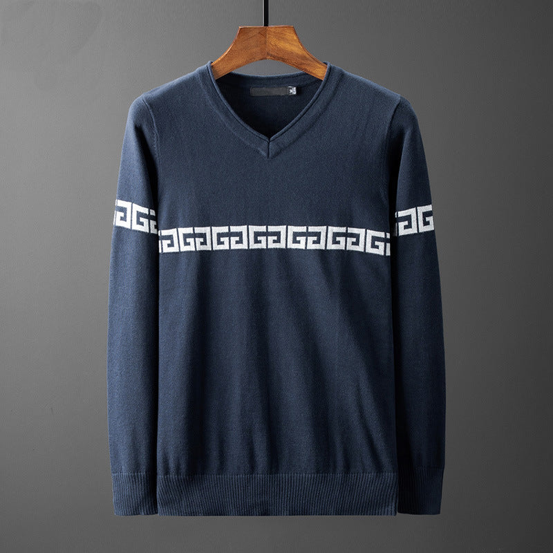 Herren Pullover V-Ausschnitt Modern Dekorativ