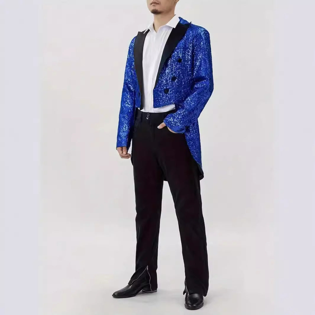 Eleganter Herren Blazer Pailletten Revers Modern Berlin Style - BerlinGlamour