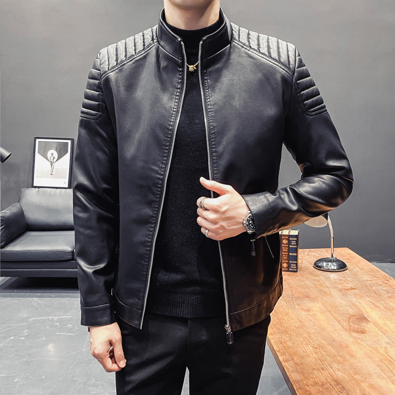 Lederjacke Herren Modern Sportlich mit Nieten und Reißverschluss - BerlinGlamour
