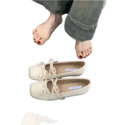 Damen Ballerinas Wildleder Schuhe mit Schleife Elegant