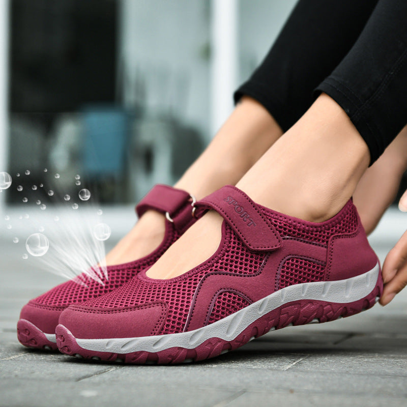 Damen Sport-Sneaker Atmungsaktiv mit Klettverschluss Komfort Schnürsenkel