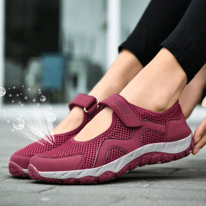 Damen Sport-Sneaker Atmungsaktiv mit Klettverschluss Komfort Schnürsenkel