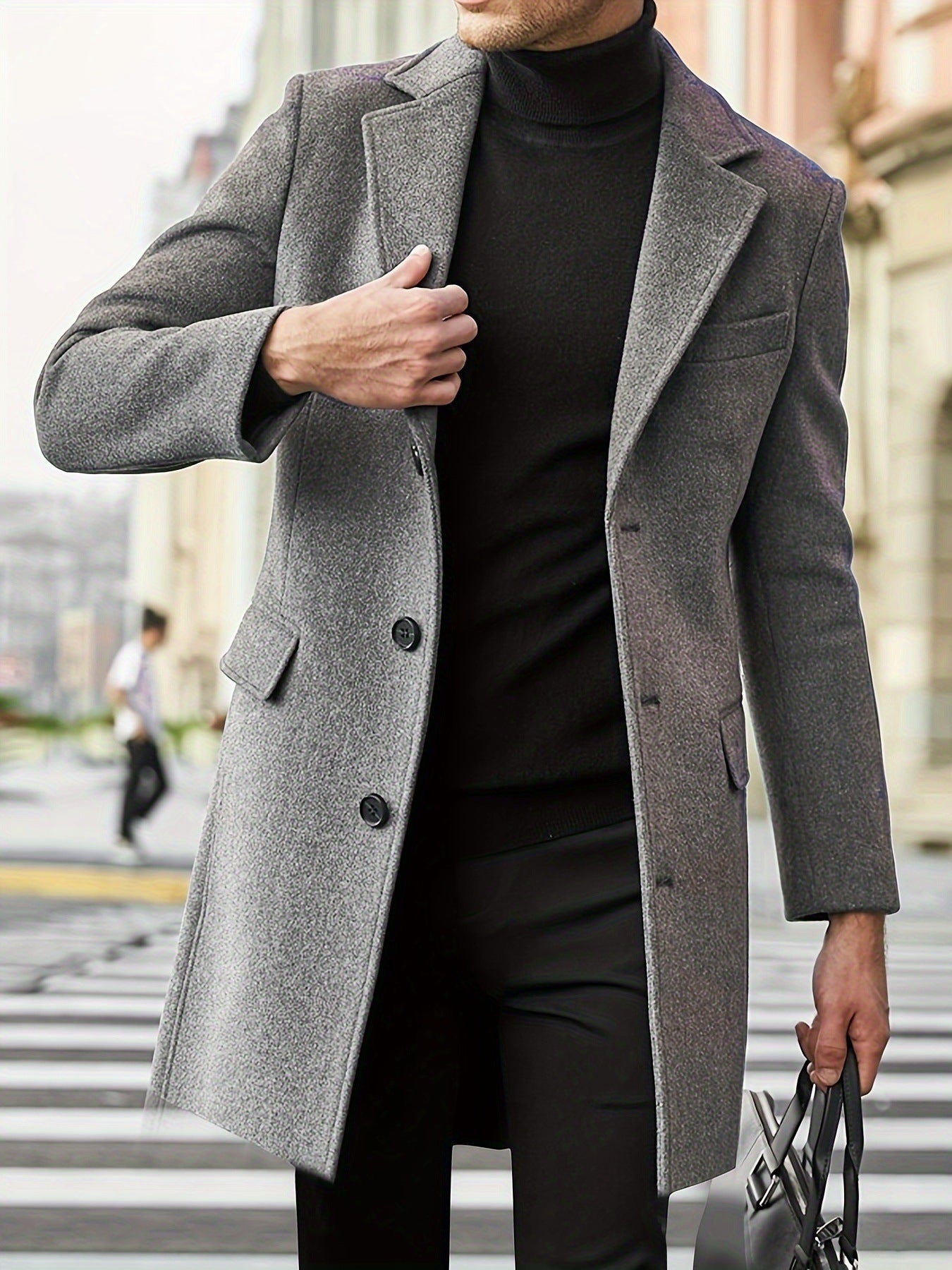 Herren Wollmantel Elegant Modern Revers Berlin Stil