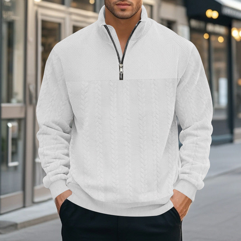 Herren Strickpullover Modern mit Reißverschluss Grau