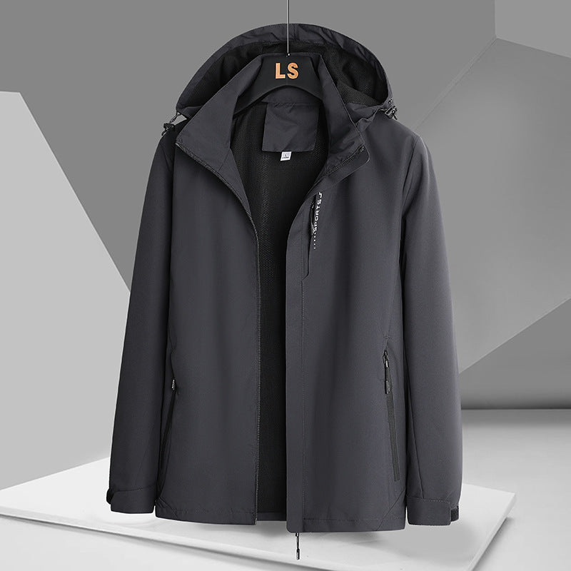 Herren Outdoorjacke Wasserdicht Verstellbare Kapuze Sportlich