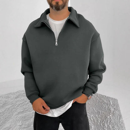 Herren Sweatpullover Stehkragen Halbzipper Modern Sportlich