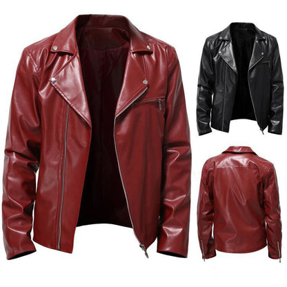 Herren Lederjacke Bikerstyle Schwarz Mit Reißverschluss - BerlinGlamour