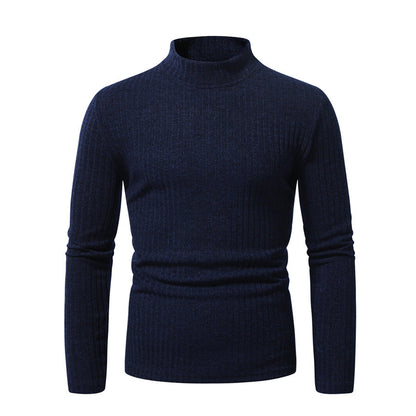 Herren Rollkragenpullover aus Wolle mit Rippmuster Elegant
